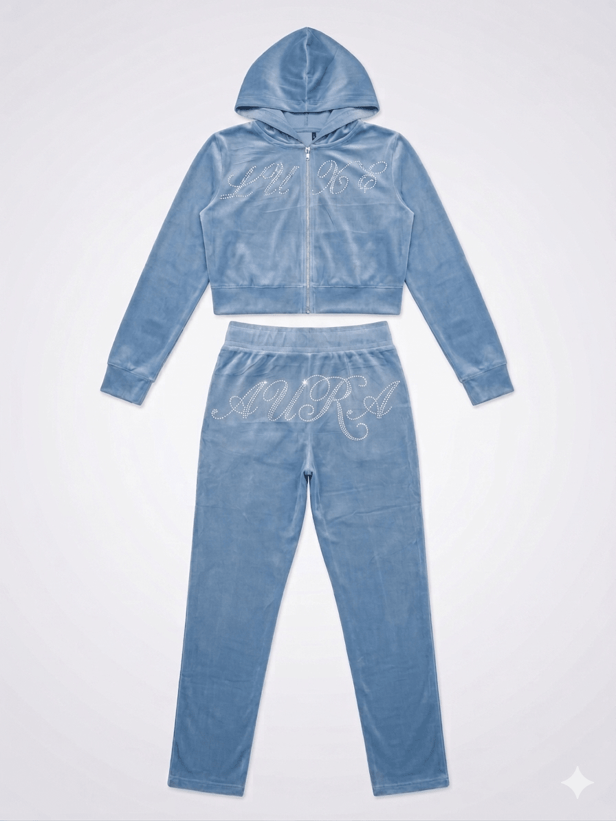 Blue Rhinestone Aura Suit