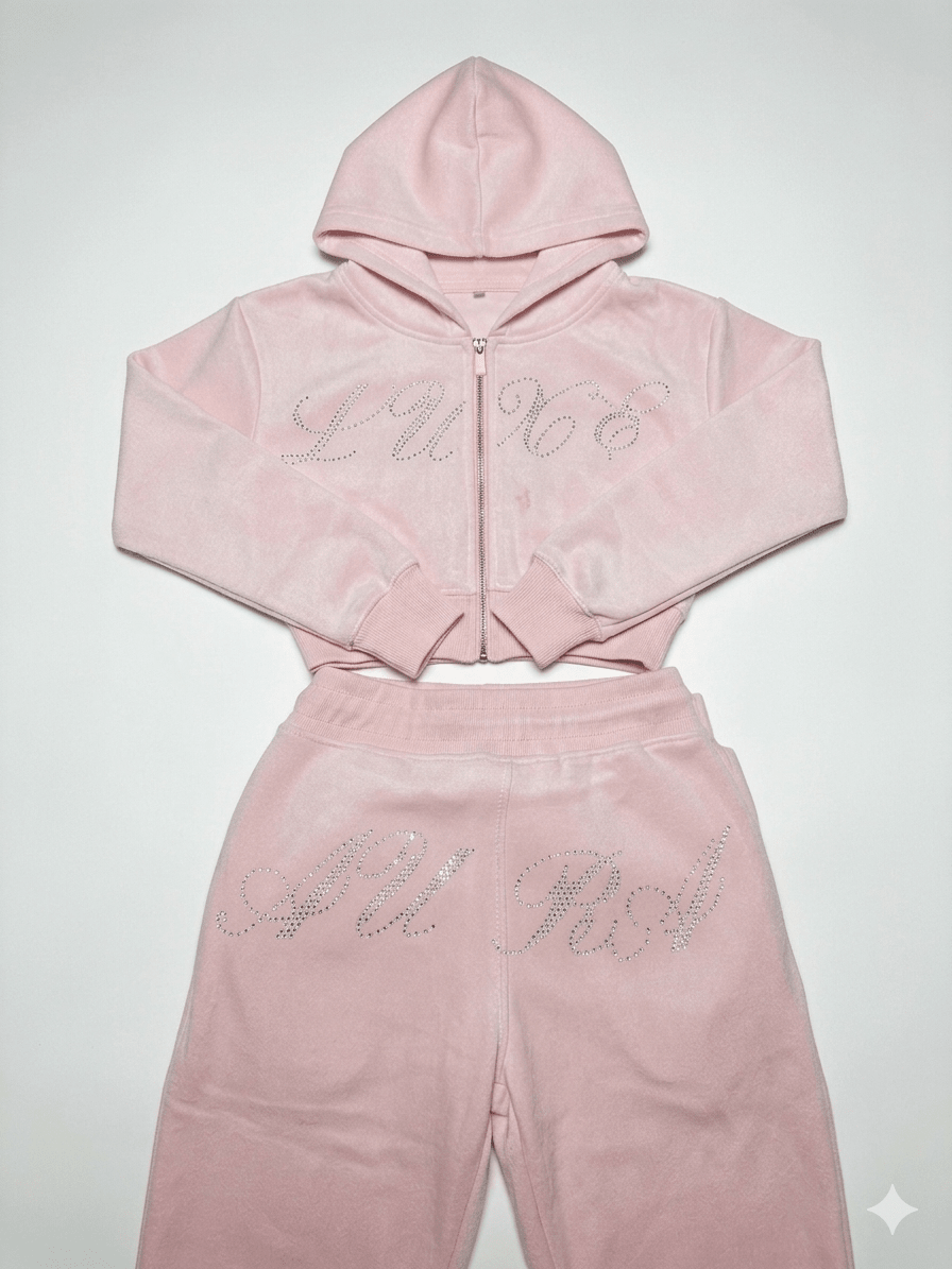Pink Crop Rhinestone Suit